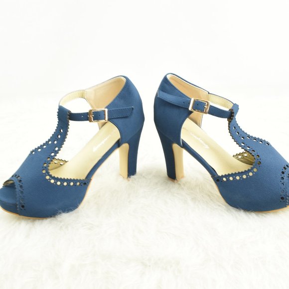 Get More Beauty Blue Open Toe Heels Size 38 - Picture 6 of 9